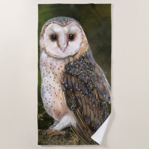 Western Barn Owl Beach Towel - Painting