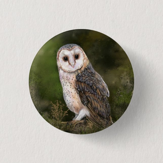 Western Barn Owl Button - Painting (Front)