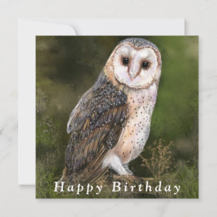 Western Barn Owl Happy Birthday Card