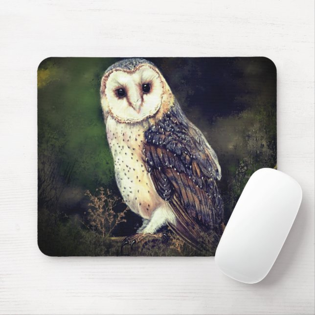 Western Barn Owl - Migned Painting Mouse Pad (With Mouse)
