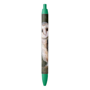 Western Barn Owl - Migned Watercolor Painting Art  Blue Ink Pen