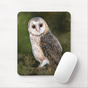 Western Barn Owl - Migned Watercolor Painting Art Mouse Pad