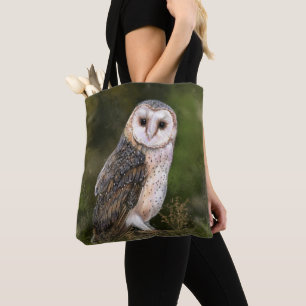 Western Barn Owl - Migned Watercolor Painting Art  Tote Bag