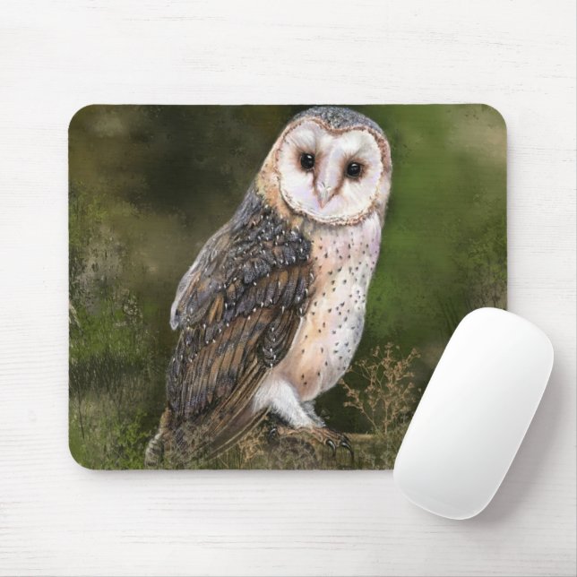Western Barn Owl - Painting Mouse Pad (With Mouse)