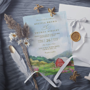 Western Barn Rustic Countryside Elegant Wedding Invitation