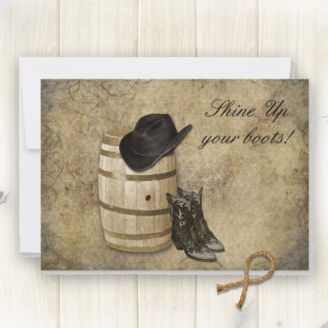 Western Barrel and Boots Cowboy Wedding Invitation (Creator Uploaded)
