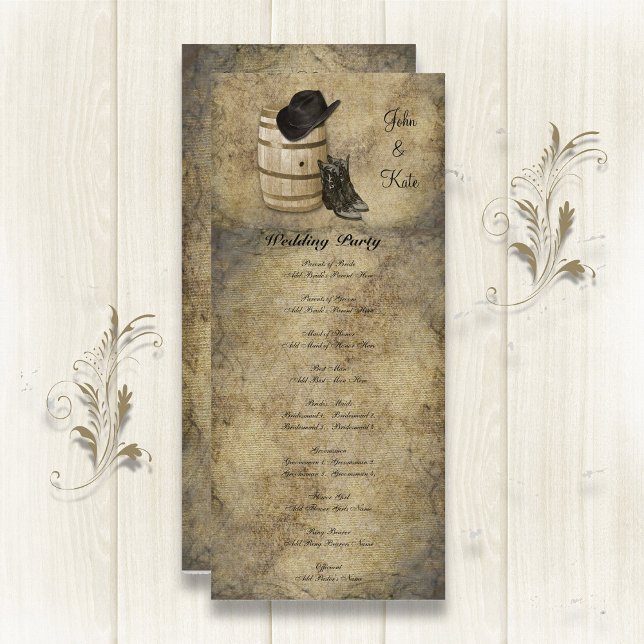 Western Barrel and Boots Wedding Program Programme (Creator Uploaded)
