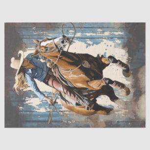Western Barrel Racing Cowgirl Decoupage Tissue Pap Paper