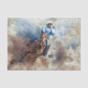Western Barrel Racing Cowgirl Decoupage Tissue Paper