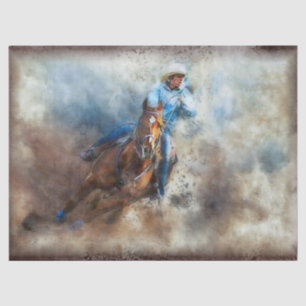 Western Barrel Racing Cowgirl Decoupage Tissue Paper