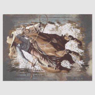 Western Barrel Racing Cowgirl Decoupage Tissue Paper