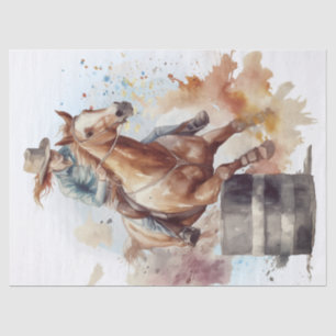 Western Barrel Racing Cowgirl Decoupage Tissue Paper