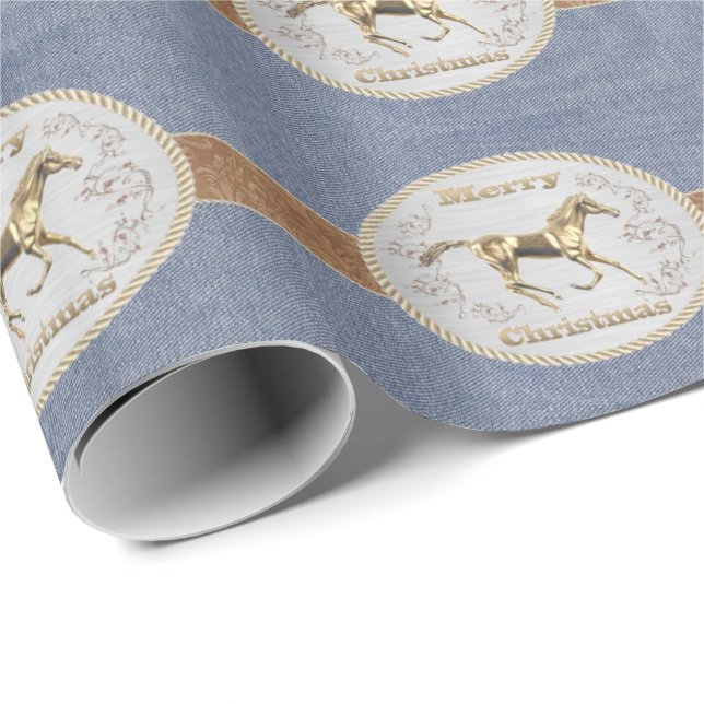 Western Belt And Belt Buckle Merry Christmas Wrapping Paper (Roll Corner)