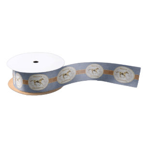 Western Belt And Belt Buckle On Denim Print 1.5" Satin Ribbon