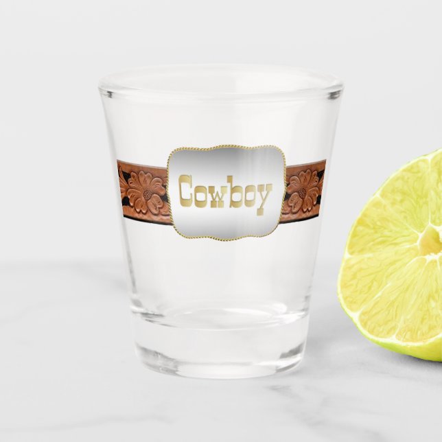 Western Belt And Cowboy Buckle Shot Glass (Front)
