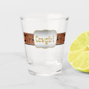 Western Belt And Cowgirl Buckle Shot Glass