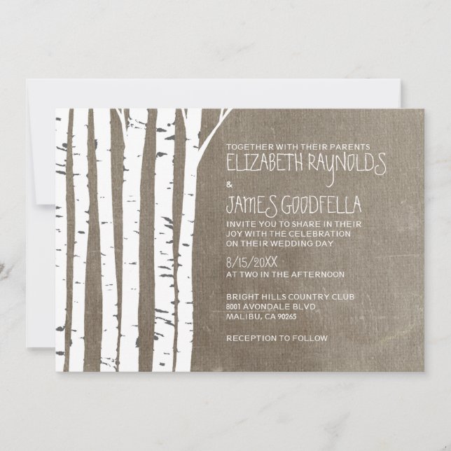 Western Birch Tree Wedding Invitations (Front)