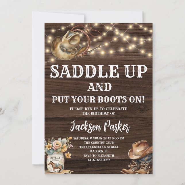 Western Birthday Cowboy Birthday Party Invitation (Front)