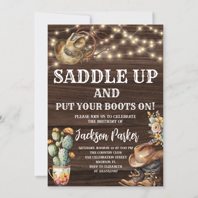 Western Birthday Cowboy Birthday Party Invitation (Front)