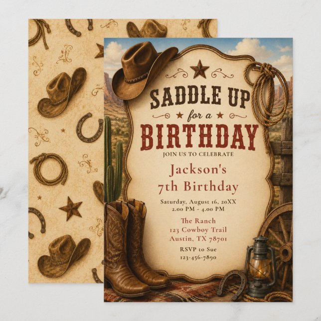 Western Birthday Party Invitation (Front/Back)
