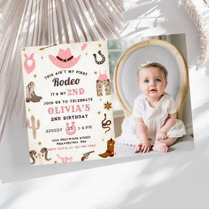 Western Birthday Rustic 2nd Birthday Party Photo Invitation