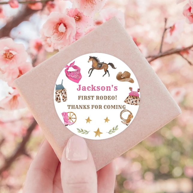 Western Birthday Thank You  Class Classic Round Sticker (Creator Uploaded)