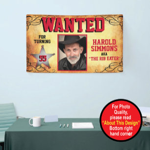 Western Birthday Wanted Poster Banner, Cowboy Banner