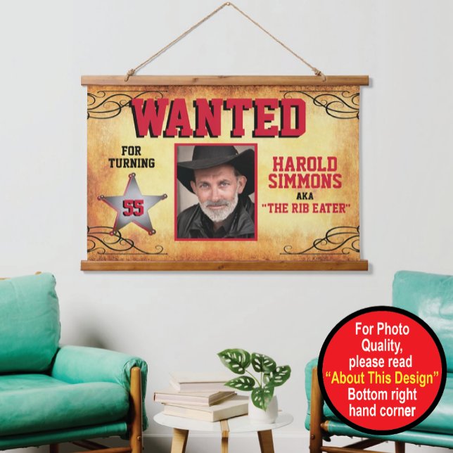 Western Birthday Wanted Sign Hanging Tapestry (Creator Uploaded)