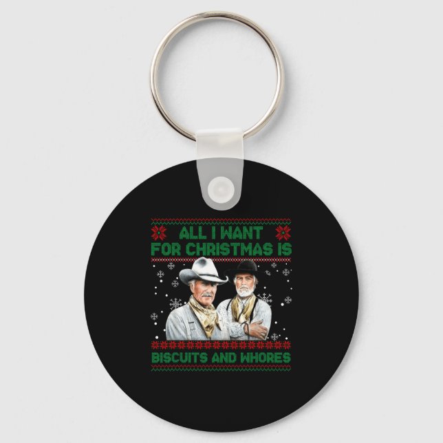 Western Biscuits And S Christmas Quote  Key Ring (Front)