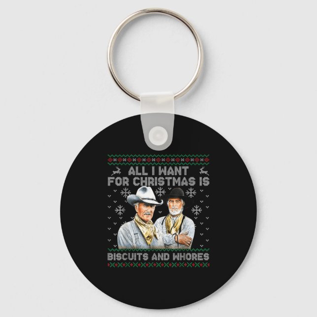 Western Biscuits And S Christmas Quote  Key Ring (Front)