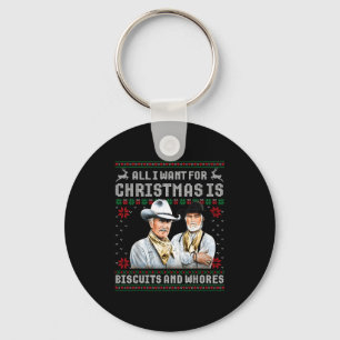 Western Biscuits And S Christmas Quote Retro Key Ring