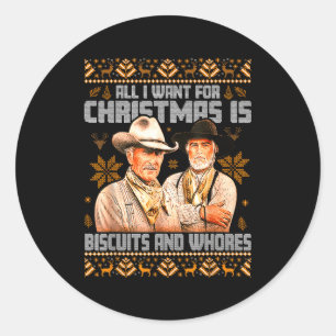 Western Biscuits And S Christmas Ugly Classic Round Sticker