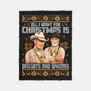 Western Biscuits And S Christmas Ugly Fleece Blanket