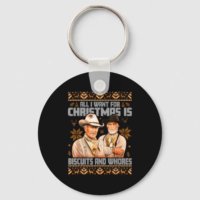 Western Biscuits And S Christmas Ugly  Key Ring (Front)