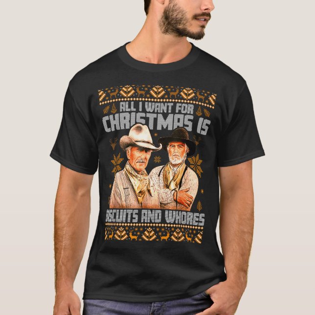 Western Biscuits And S Christmas Ugly  T-Shirt (Front)