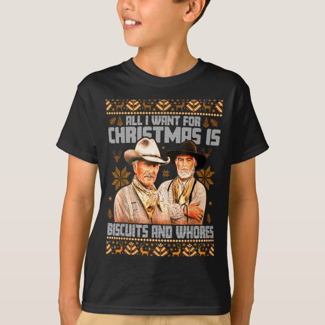 Western Biscuits And S Christmas Ugly  T-Shirt (Front)