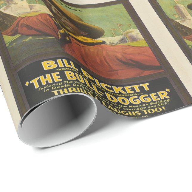 Western Black Cowboy Steer Dogger Gift Wrap (Roll Corner)