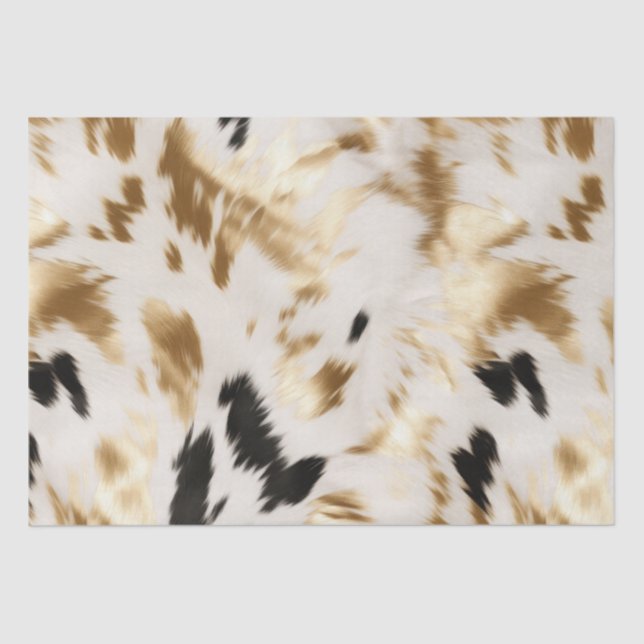 Western Black White Gold Cowhide Tissue Paper (Front)