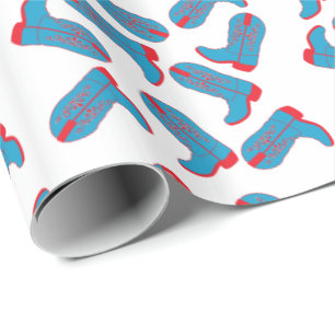 Western Blue And Red Cowboy Boots  Gift Wrapping Paper