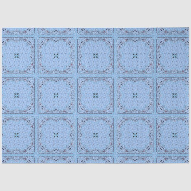 Western Blue Bandanna Decoupage Tissue Paper (Front)