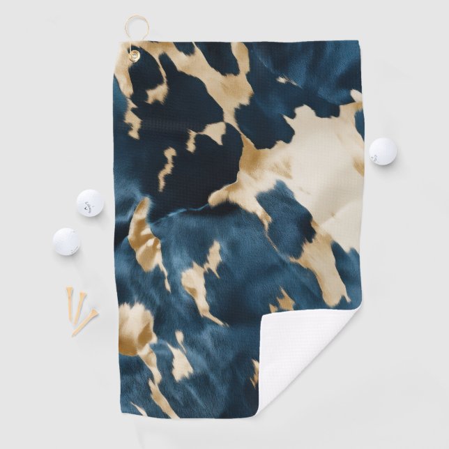 Western Blue Brown Gold Cowhide Golf Towel (InSitu)