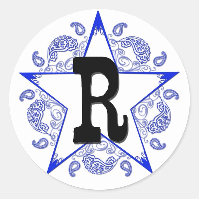Western Blue "R" Monogram Sticker (Front)