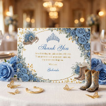 Western Blue Roses Golden Country Quinceañera