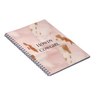 Western Blush Pink Cream Faux Cowhide Notebook