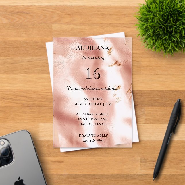 Western Blush Pink Faux Cowhide Birthday Acrylic Invitations (Insitu (Invitation Card))