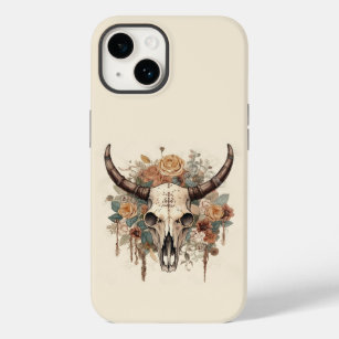 Western Boho Bull Skull Floral Case-Mate iPhone 14 Case