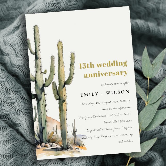 Western Boho Cactus Desert Landscape Anniversary Invitation (Creator Uploaded)