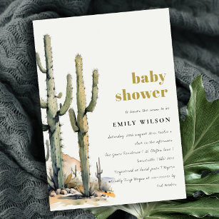 Western Boho Cactus Desert Landscape Baby Shower Invitation