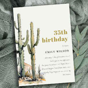 Western Boho Cactus Desert Landscape Birthday Invitation