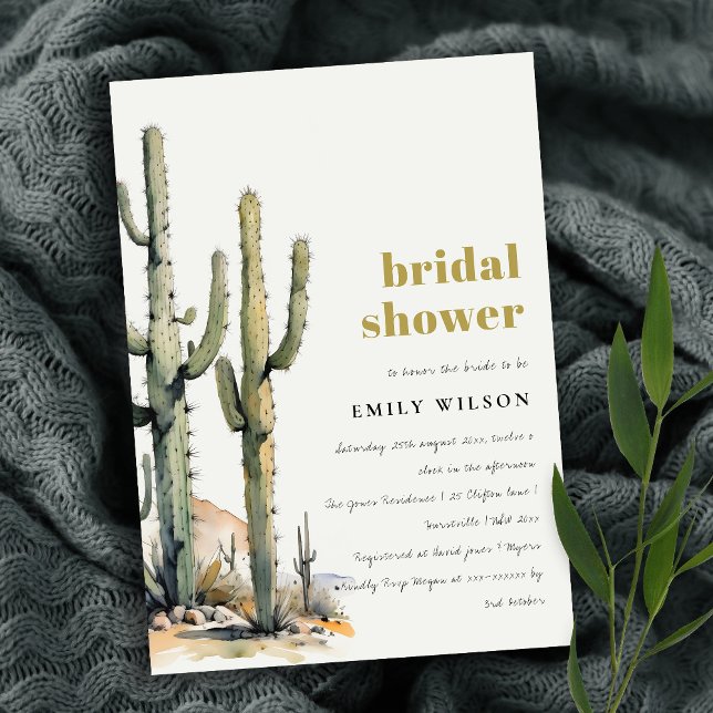 Western Boho Cactus Desert Landscape Bridal Shower Invitation (Creator Uploaded)